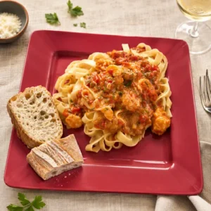 Pasta diabolique met scampis
